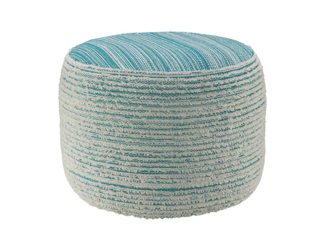 18" Pink Fabric Cylinder Striped Pouf Ottoman
