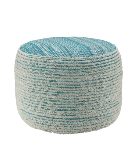 18" Pink Fabric Cylinder Striped Pouf Ottoman