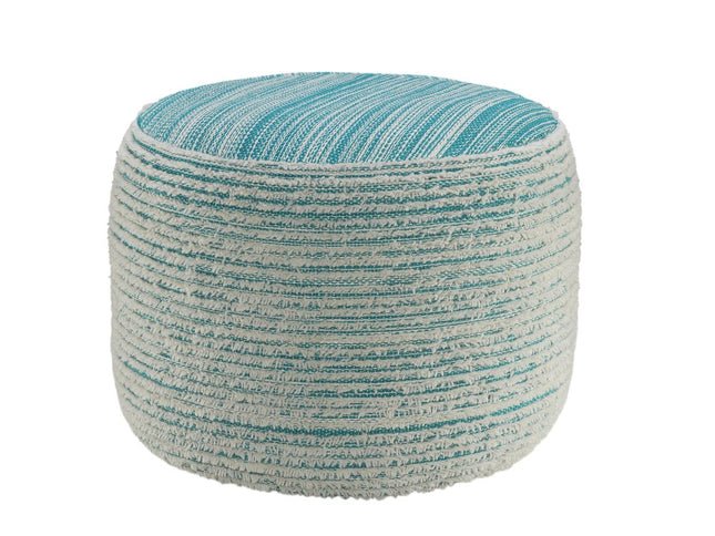 18" Pink Fabric Cylinder Striped Pouf Ottoman