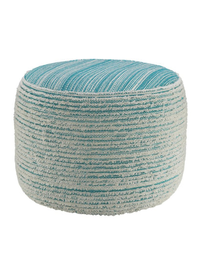 18" Pink Fabric Cylinder Striped Pouf Ottoman