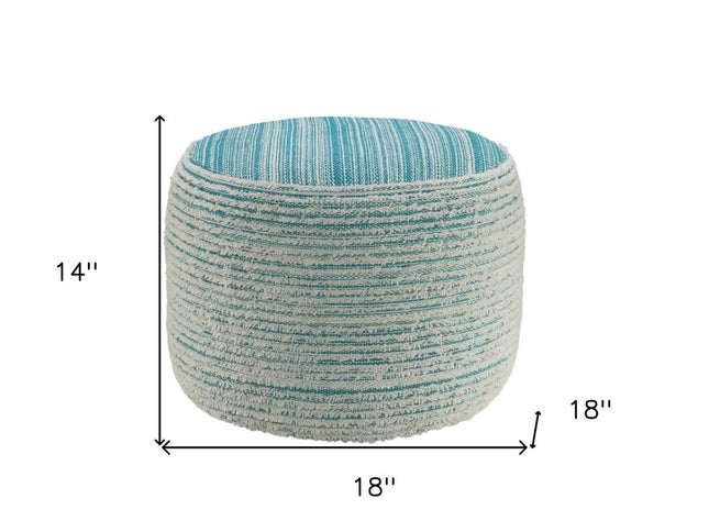 18" Pink Fabric Cylinder Striped Pouf Ottoman