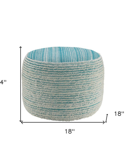 18" Pink Fabric Cylinder Striped Pouf Ottoman