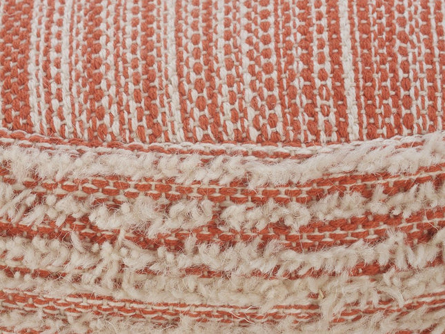 18" Pink Fabric Cylinder Striped Pouf Ottoman