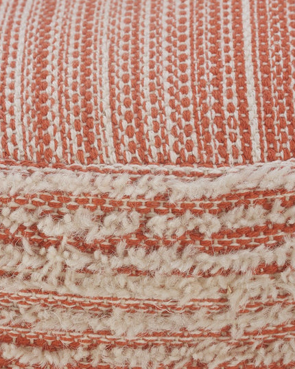 18" Pink Fabric Cylinder Striped Pouf Ottoman