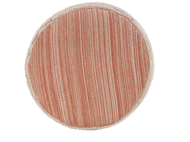18" Pink Fabric Cylinder Striped Pouf Ottoman