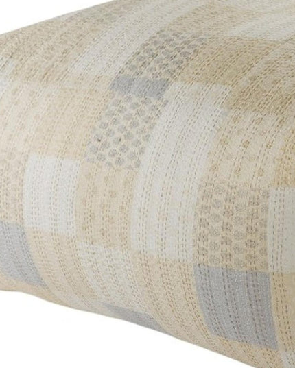 48" Cream Cotton Patchwork Pouf Ottoman