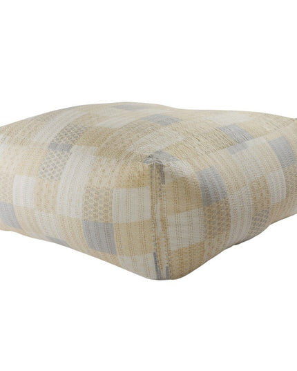 48" Cream Cotton Patchwork Pouf Ottoman