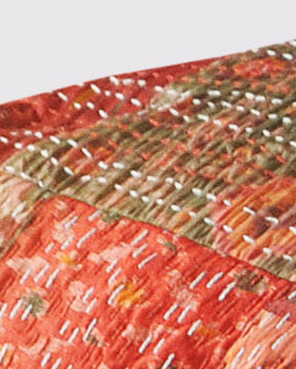 48" Cream Cotton Patchwork Pouf Ottoman