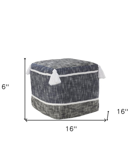 16" Blue Polyester Ottoman