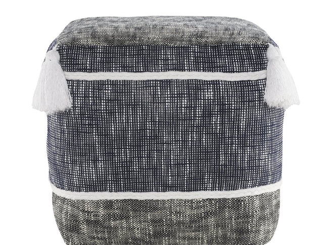 16" Blue Polyester Ottoman