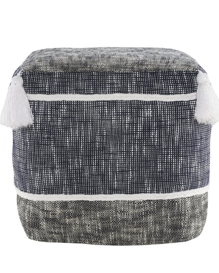 16" Blue Polyester Ottoman