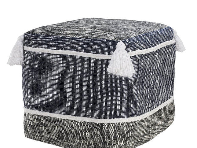 16" Blue Polyester Ottoman
