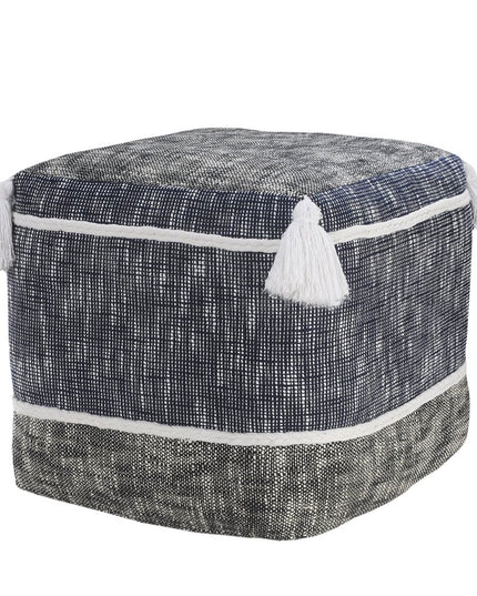 16" Blue Polyester Ottoman