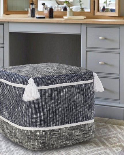 16" Blue Polyester Ottoman