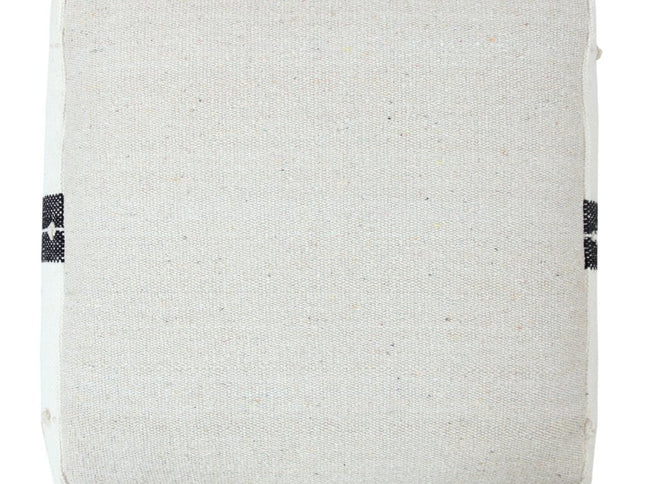 18" Black Cotton Striped Pouf Ottoman