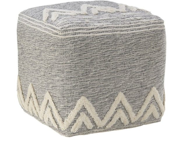 16" Gray Fabric Pouf Ottoman