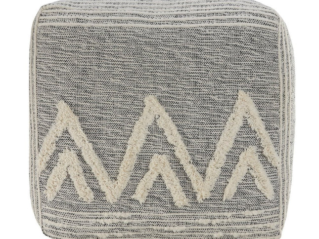 16" Gray Fabric Pouf Ottoman