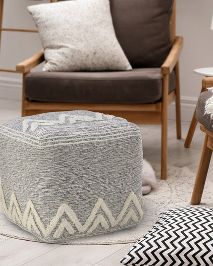 16" Gray Fabric Pouf Ottoman