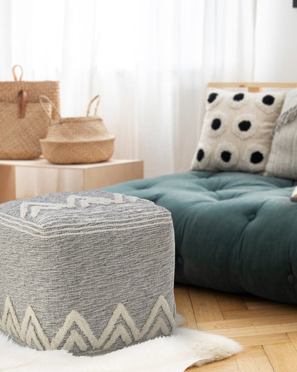 16" Gray Fabric Pouf Ottoman