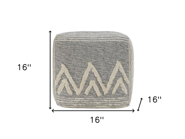 16" Gray Fabric Pouf Ottoman