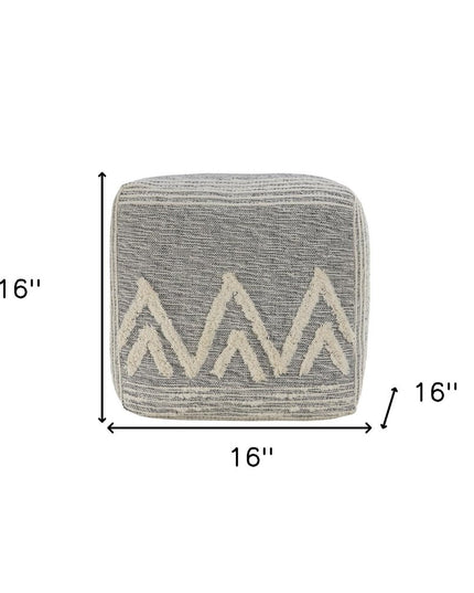 16" Gray Fabric Pouf Ottoman
