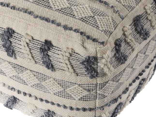 18" Blue Striped Pouf Ottoman