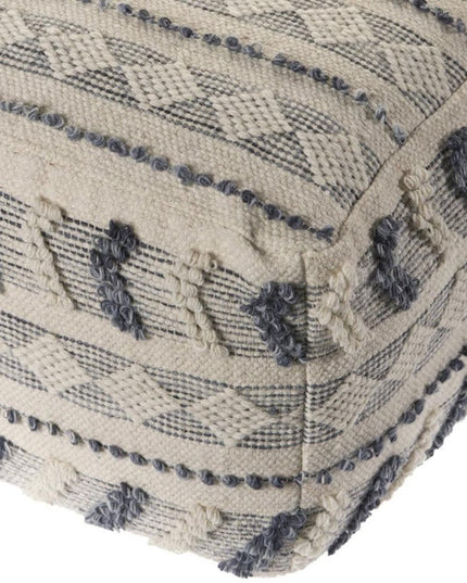 18" Blue Striped Pouf Ottoman