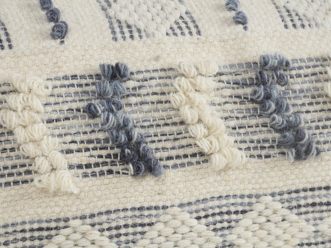 18" Blue Striped Pouf Ottoman