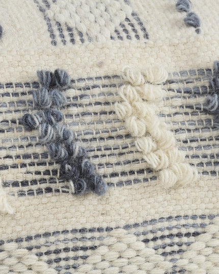 18" Blue Striped Pouf Ottoman