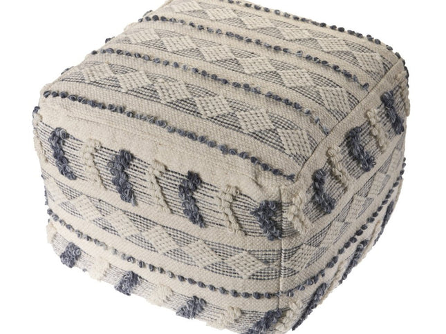 18" Blue Striped Pouf Ottoman