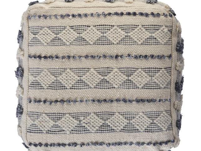 18" Blue Striped Pouf Ottoman