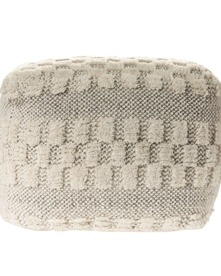 18" Beige Geometric Pouf Ottoman