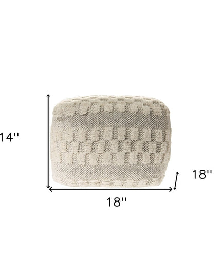 18" Beige Geometric Pouf Ottoman