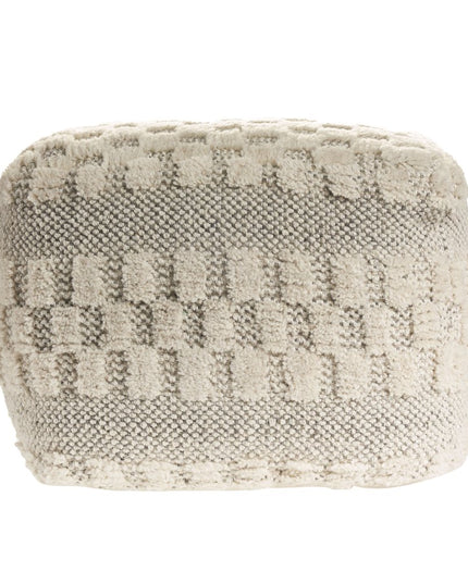 18" Beige Geometric Pouf Ottoman