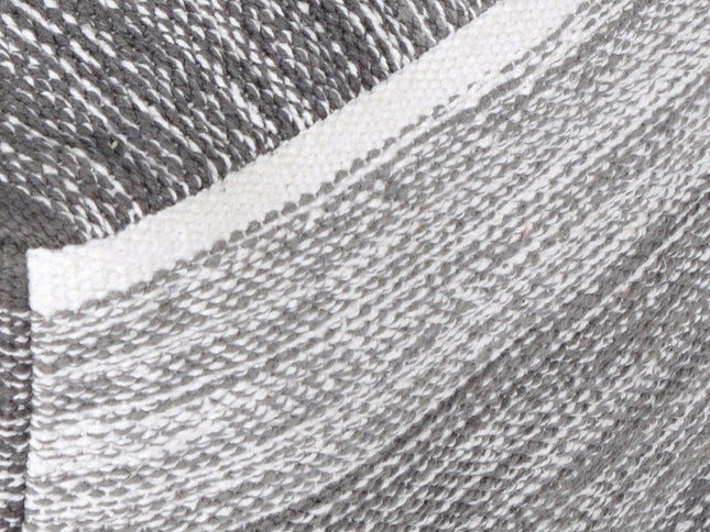 16" Gray Cotton Striped Pouf Ottoman