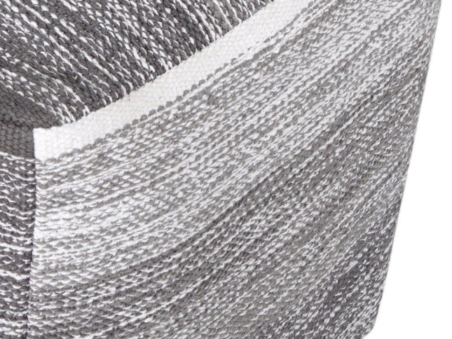 16" Gray Cotton Striped Pouf Ottoman