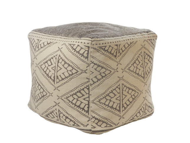 20" Beige Cotton Tribal Pouf Ottoman