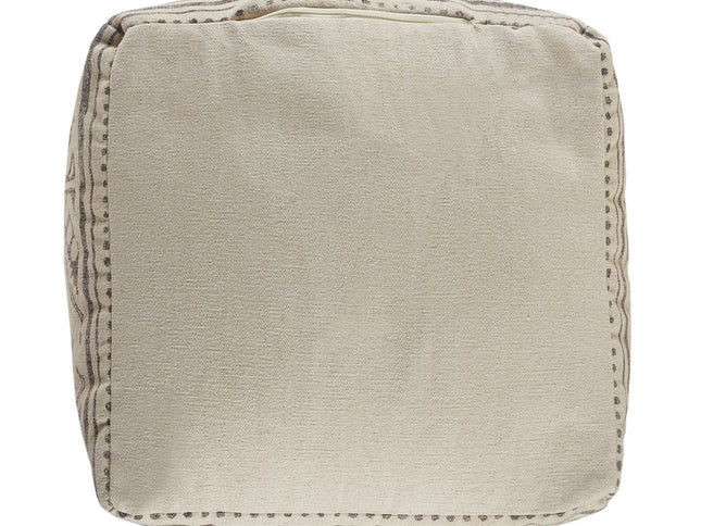 20" Beige Cotton Tribal Pouf Ottoman