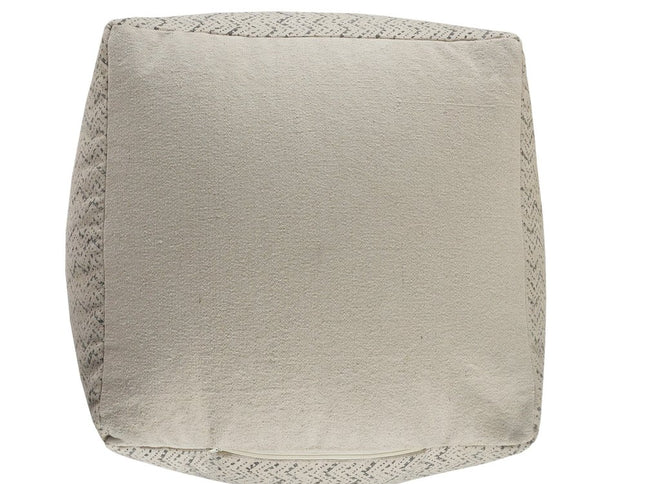20" Cream Cotton Tribal Pouf Ottoman