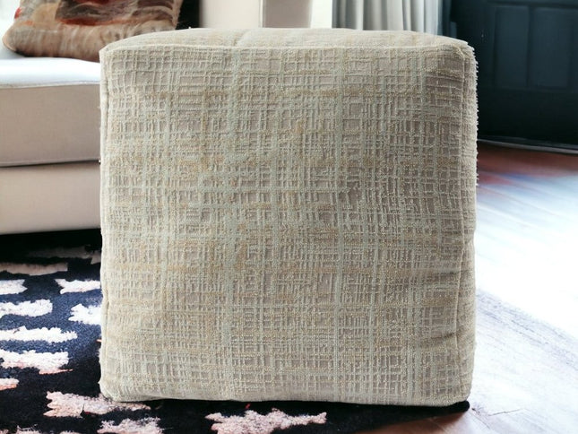 18" Beige Abstract Pouf Ottoman