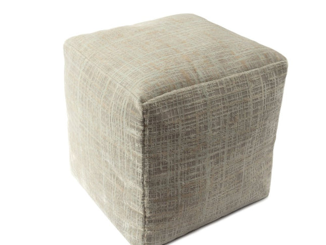 18" Beige Abstract Pouf Ottoman