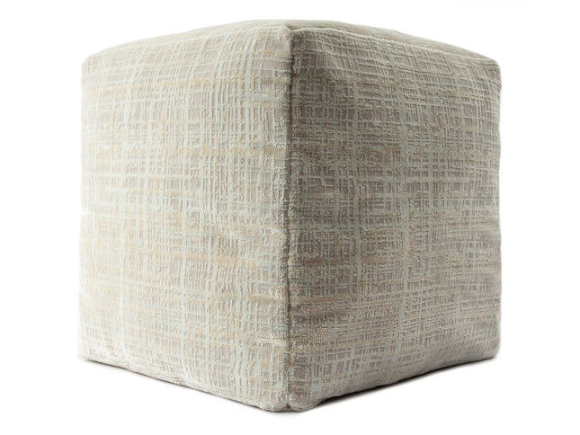 18" Beige Abstract Pouf Ottoman