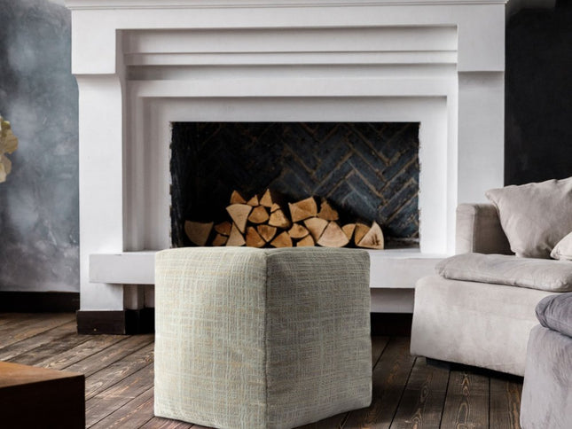 18" Beige Abstract Pouf Ottoman