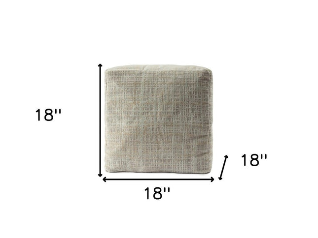 18" Beige Abstract Pouf Ottoman