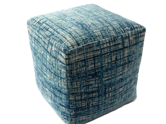 18" Beige Abstract Pouf Ottoman