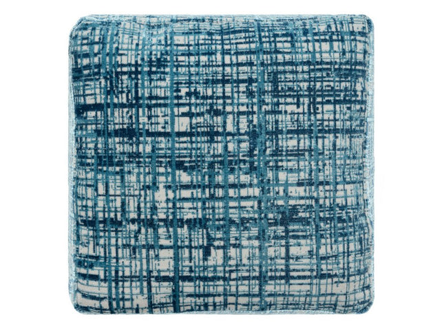 18" Beige Abstract Pouf Ottoman