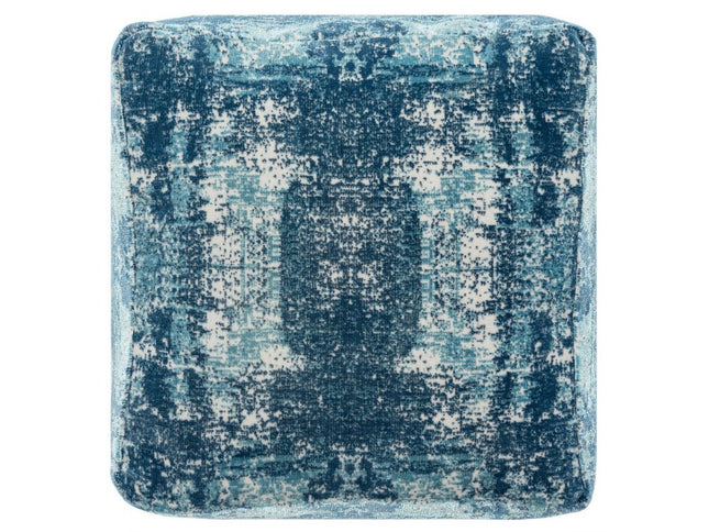 18" Blue Abstract Pouf Ottoman