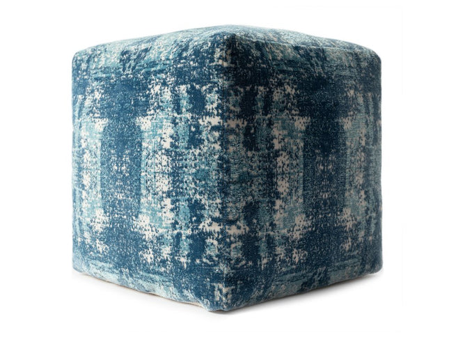 18" Blue Abstract Pouf Ottoman