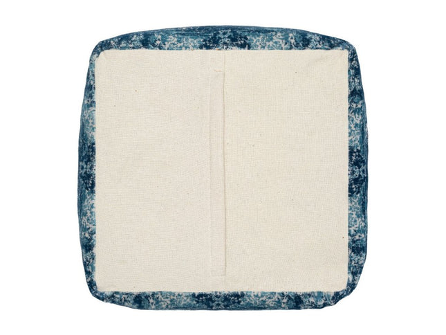 18" Blue Abstract Pouf Ottoman
