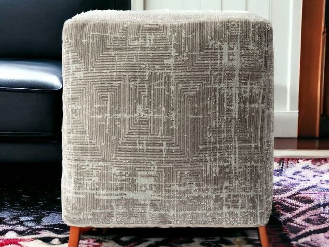 18" Gray Geometric Pouf Ottoman